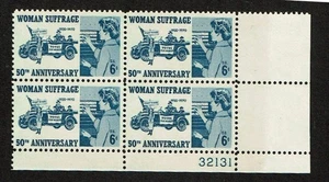 1970 U.S. COMMEM  6c WOMAN SUFFERAGE  Plt#Blk of 4 Sc#1406  M/NH/OG GEM - Picture 1 of 1