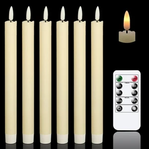 Flameless Ivory Taper Candles with Remote - Pack of 6 - LED Warm Light - Picture 1 of 28