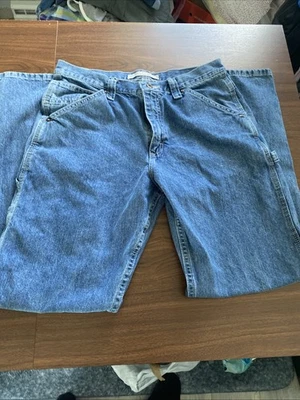 Lee Dungarees Carpenter Jeans Mens 33x32 Blue Denim Workwear Utility Distressed - Image 1 of 4