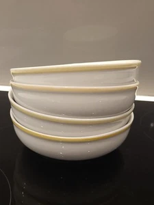 4 x Simplicity Home Stoneware Hand Painted Beige Yellow Design 6”Bowl - Picture 1 of 5