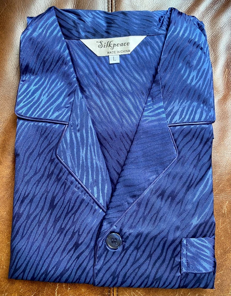 Silkpeace ENVÍO GRATUITO EE. UU. Para Hombres Satén Seda Pijama Conjunto Camisa Salón Pantalones BOLSILLO Foto 1 de 2