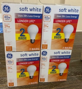 GE “Longer Life” Soft White - 40 W Light Bulbs - 4 Packs/ 8 Bulbs - Picture 1 of 3