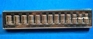 Snap On 13 pc 1/2" Dr 6-Pt Metric Shallow Socket Set 12mm - 24mm 313TWMYA w/tray - Picture 1 of 14