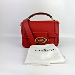 Coach Hero Schultertasche Sport rot Akkordeon-Stil Hangtag Riemen Crossbody 2-Wege - Bild 1 von 15