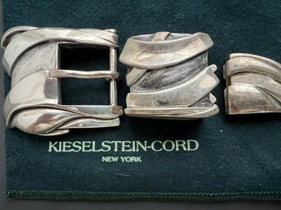 Vintage 1987 Kieselstein Cord Sterling Silver Belt Buckle + Loop 3 Pieces 130g - Image 1 of 4
