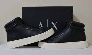 Armani Exchange Men Leather High-tops Sneakers shoes size 10 new with box - Picture 1 of 11