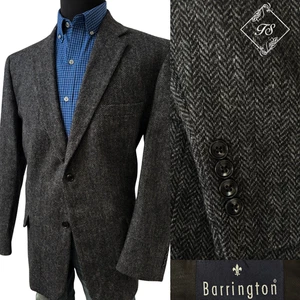 Blazer Barrington Gris Tweed Espiga Hombres 44R Abrigo Deportivo Chaqueta Ventilación Única - Imagen 1 de 17