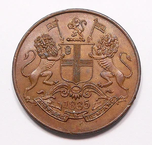 India British Colony 1835 One Quarter 1/4 Anna CH MS UNC * BEAUTIFUL Copper Coin - Picture 1 of 2