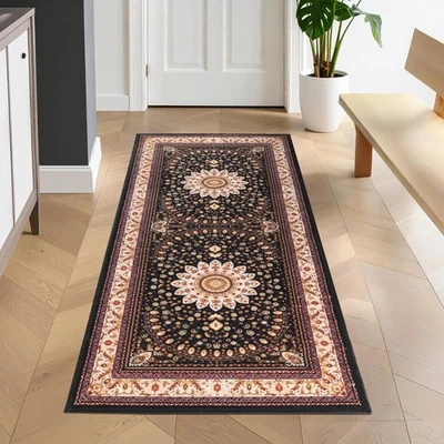 Alfombra de corredor interior lavable con borde medallón floral Milán, lavable a máquina Ru... Foto 1 de 4