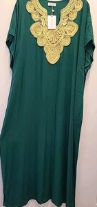 Tamsy Germany Caftan Kaftan Dress  African Womens Casual Gown Handmade Green - Picture 1 of 13