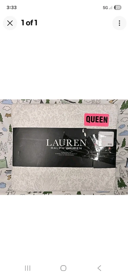 Juego de sábanas Ralph Lauren cama queen tostado/blanco cachemir 4 piezas algodón floral nuevo con etiquetas Foto 1 de 1