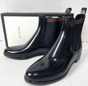 Gucci Regenstiefel Schuhe Sherry Line EU 38 US 8 Schwarz Original - Bild 1 von 24
