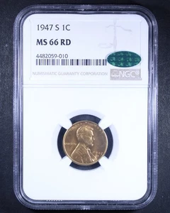 1947-S Lincoln Wheat Cent - 1c NGC MS66 RD CAC ✅ - Red - Stunning! - Picture 1 of 4
