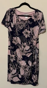 Abito donna Robbie Bee ~taglia XL ~ lunghezza ginocchio rosa navy ~ floreale firmato avvolgente - Foto 1 di 10