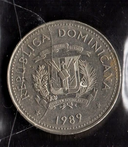 S399: Moneta Coin REPUBBLICA DOMINICANA 1/2 Medio Peso 1989 - Picture 1 of 1