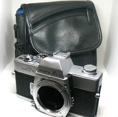 Minolta SRT 100X 35mm SLR Film Camera Body + Leather Camera Bag – Made In Japan - Image 1 of 4