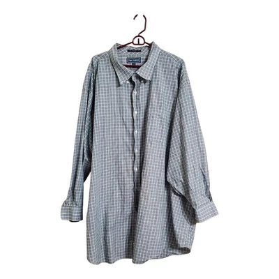 Paul Fredrick Mens Finest Long Staple Cotton 22 36 Button Up Shirt Gray Check LS - Image 1 of 4