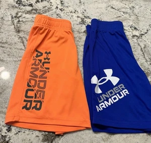 Under Armour Boys Shorts Lot of Two Size 6 Blue & Orange - Picture 1 of 6