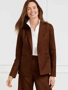 Linen Blend Blazer at Talbots, NWT $209, color DARK WALNUT - Picture 1 of 3