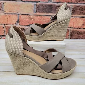 Torrid Damen Knöchelwickel beige Plateau Keilabsatz Größe 9,5 WW Riemen Schnürung - Bild 1 von 11