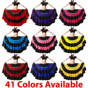 Mix Satin 25 Yard 5-stufiger Zigeunerrock Bauchtanz Stammesrüschenrock Flamenco IN - Bild 1 von 43