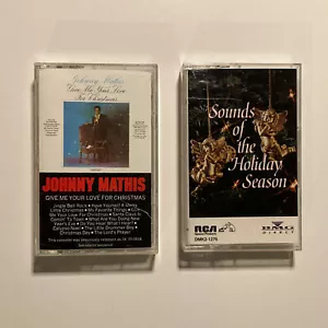 Christmas Music 2 Cassette Tape Lot - Johnny Mathis, Dolly Parton, Alabama Etc. - Picture 1 of 2