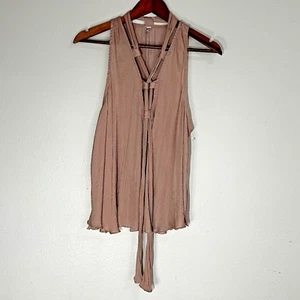 Intimately Free People Criss Cross Cami Beige Tops Blouse Sleeveless Size S - Picture 1 of 9