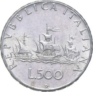 500 Lire 1959 Italy - Silver Coin - Santa Maria - Ship *612