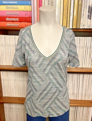 Blusa Camisa Missoni Sport Damas 46 12 14 Tejida Estampado Zig Zag Estampado Y2K Foto 1 de 4