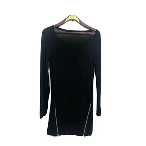 HAODUOYI Long Sleeve Black Dress Gold Zippers Size XL - Picture 1 of 3