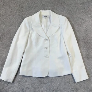 Blazer Le Suit Mujer Chal Cuello 4 Blanco Metálico SOLO BLAZER De Colección - Imagen 1 de 11