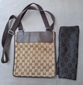 Genuine GUCCI messenger crossbody shoulder bag 27639 monogrammed GG Vintage - Picture 1 of 12
