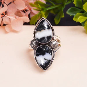 White Buffalo Turquoise Gemstone 925 Sterling Silver Ring Oxidize Jewelry Gift. - Picture 1 of 8