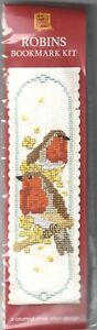 TEXTILE HERITAGE COUNTED CROSS STITCH BOOKMARK KIT - BIRDS - ROBINS