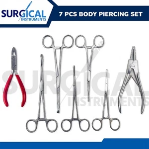 7 Körper Piercing Instrumente Set Werkzeuge Pennington Pinzette Edelstahl deutsche Qualität - Bild 1 von 8