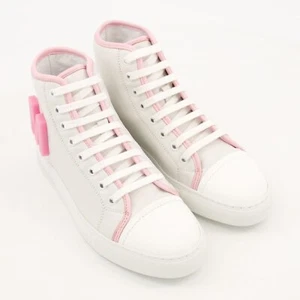Moschino Couture Weißes Leder 3D Pink M Logo Hoch Top Sneakers MA15212G0EMAG10A - Bild 1 von 7
