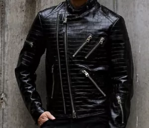 Tom Ford mens croc embossed zip biker jacket Brand New - Picture 1 of 10