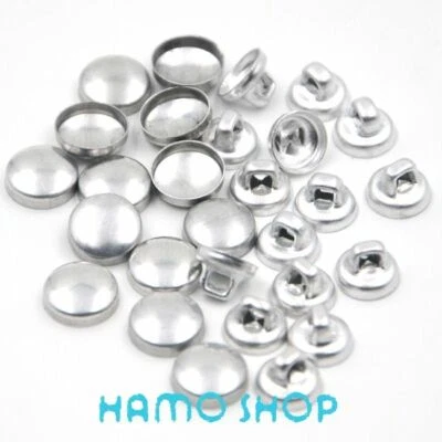 100sets Round Aluminum Covered Buttons #16 Metal Cover Fabric Button Sewing Craf - Image 1 of 4