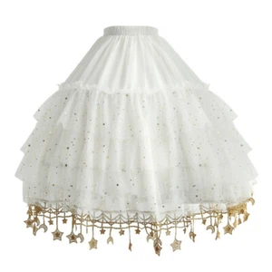 Lolita Girls Skirt Petticoat Crinoline Gown Underskirt Tutu Mesh Star Retro Cute - Picture 1 of 12