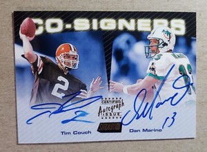 1999 Topps Stadium Club Co-Signers Dan Marino & Tim Couch Dual Auto #CS3