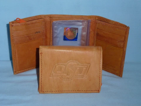 OKLAHOMA STATE COWBOYS   Leather TriFold Wallet   NEW  tan z 3 ot Cover