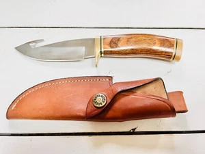 Buck Knife 191 USA Brass Guthook Knives Blade Leather Sheath Wood Handle Vintage - Bild 1 von 23