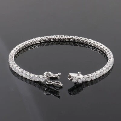 6 CARAT LAB CREATED WHITE DIAMOND TENNIS BRACELET 7" 14K WHITE GOLD PLATED - Image 1 of 4
