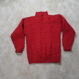 Vintage Wool Cable Knit Sweater Mens Large Red Woodward - Picture 1 of 7