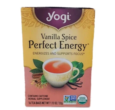 Yogi Vanilla Spice Perfect Energy té orgánico 16 bolsas soporte de enfoque caducidad 26/06 Foto 1 de 3