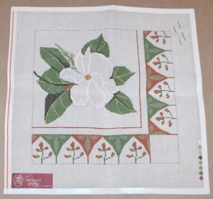 Gráficos de punta de aguja "Magnolia blanca con flores" lienzo pintado a mano - Imagen 1 de 2