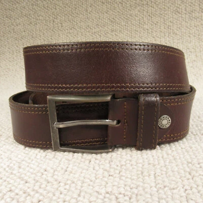 Cinturón de cuero camel 44 extra grande marrón liso informal cosido vintage Foto 1 de 4