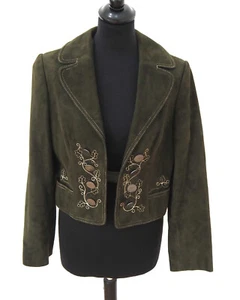 Trachten Leder Blazer Grösse S Landhaus Stil Velourleder Vintage K968 - Picture 1 of 3