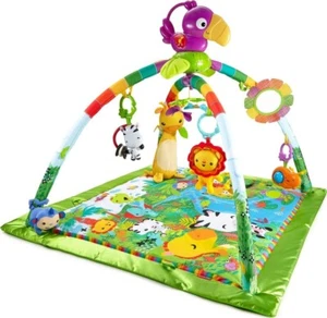 Fisher-Price Playmat Rainforest Music & Lights Deluxe Gym with 10+ Toys - Picture 1 of 10