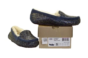 B2 NIB UGG Womens Ansley Glitter Navy Slippers Shoes Size 5 - Picture 1 of 7